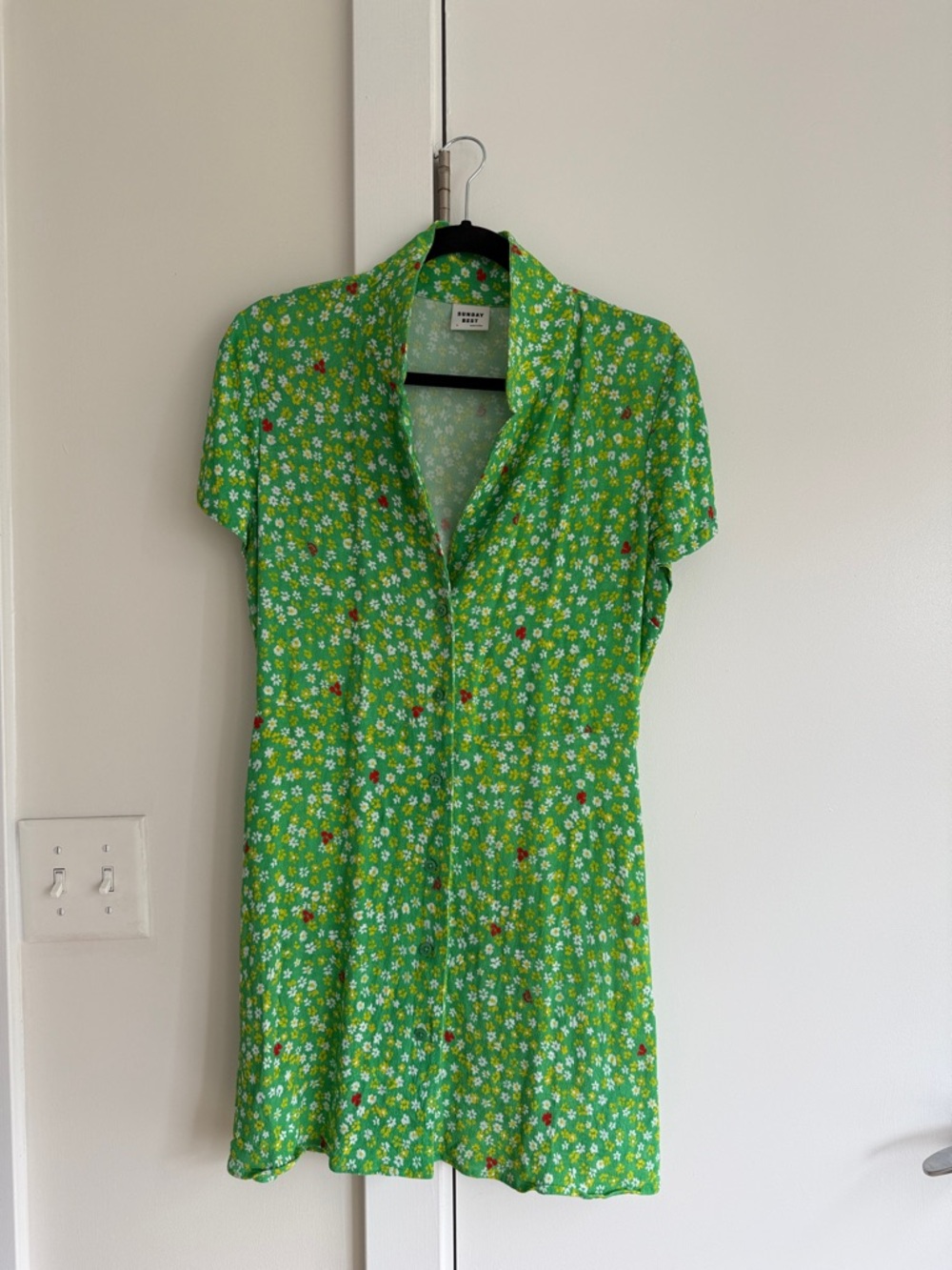 Sunday Best Lime Green Floral Mini Dress